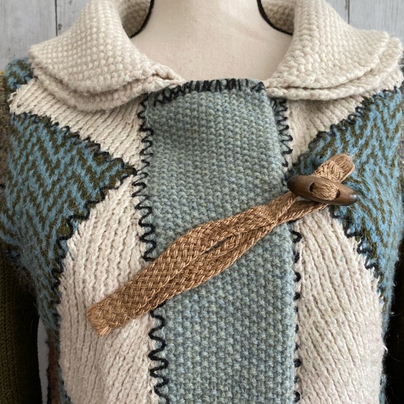 Anthropologie Motif Harlequin Patchwork Sweater Jacket - Picture 5 of 16